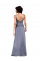Full Length V-Neckline Silky Satin Formal Dress with Spaghetti Straps