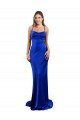 Open Back Cowl Neck Long Silky Satin Formal Dress