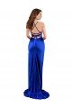 Open Back Cowl Neck Long Silky Satin Formal Dress