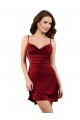 Midi Length Cowl Neck Silky Satin Short Cocktail Formal Dress