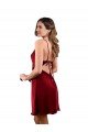 Midi Length Cowl Neck Silky Satin Short Cocktail Formal Dress