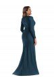 Long Sleeves Draped Wrap Silky Satin Mermaid Formal Dress with Front Slit