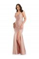 Deep V-Neck Silky Satin Mermaid Formal Dress with Side Slit