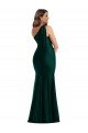 Cascading Bow One Shoulder Silky Satin Mermaid Formal Dress with Front Slit