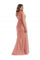 Cascade Ruffle One Shoulder Bustier Silky Satin Mermaid Formal Dress