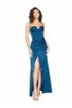 Full Length Bustier Style Long Silky Satin Formal Dress with Low Back