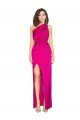 One Shoulder Long Full Length Silky Satin Formal Dress with Front Side Split