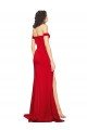 Off the Shoulder Sweetheart Bustier Style Silky Satin Formal Dress with Side Split
