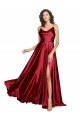 Cowl Neckline Long Silky Satin Formal Dress with Spaghetti Straps