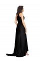 Floor Length One Shoulder Silky Satin Formal Dress with Side Slit