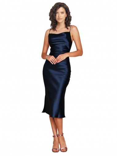 Short Sleeveless Spaghetti Straps Cowl Neckline Silky Satin Cocktail Formal Dress Canada