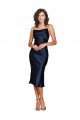 Short Sleeveless Spaghetti Straps Cowl Neckline Silky Satin Cocktail Formal Dress