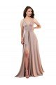 Long A-Line Plunge V-Neckline Spandex Formal Dress with Slit