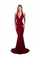 Halter Mermaid Plunge V-Neckline Open Back Bow Tie Spandex Formal Dress