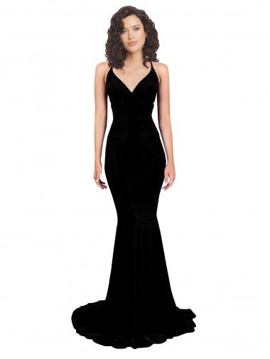 Fishtail Shaped V-Neck Open Back Spandex Formal Dress Canada