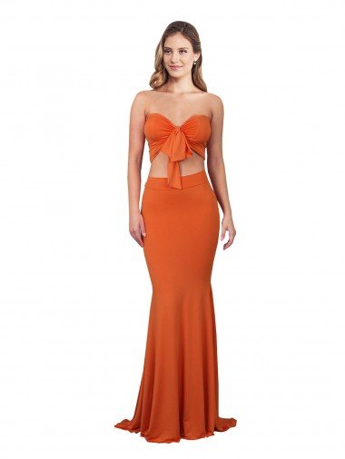 Strapless Bandeau Bodice Long Spandex Formal Dress Canada