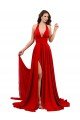 High Slit A-Line Halter Long Spandex Formal Dress Open Back