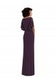 Faux Wrap Split Sleeves Maxi Spandex Formal Dress with Cascade Skirt