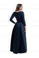 Long Sleeves Wrapped Spandex Formal Dress with High Low Full Skirt and Pockets
