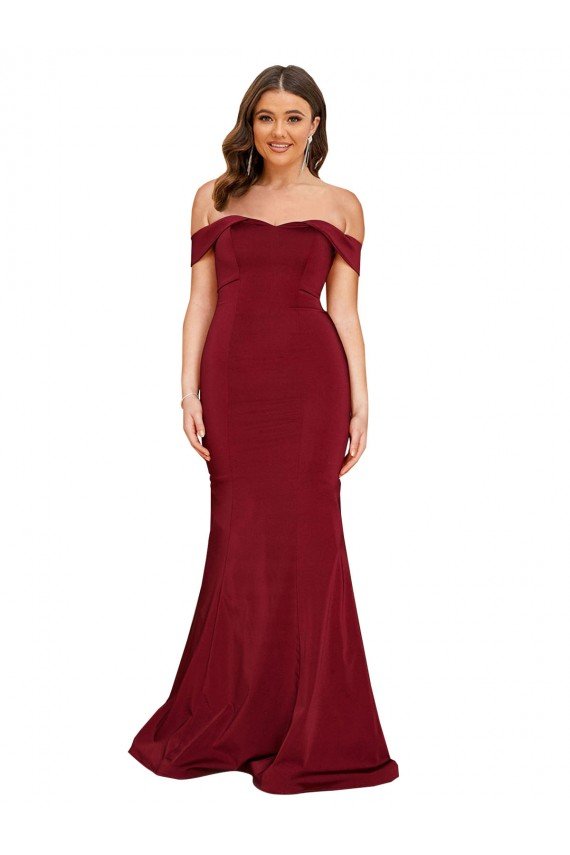 Off Shoulder Sleeves Sweetheart Neckline Long Spandex Formal Dress