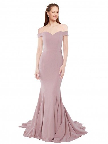 Off the Shoulder Mermaid Long Sweep Train Formal Dress Canada