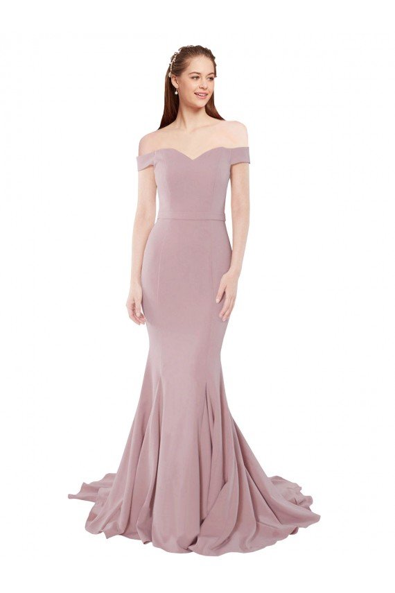 Off the Shoulder Mermaid Long Sweep Train Formal Dress