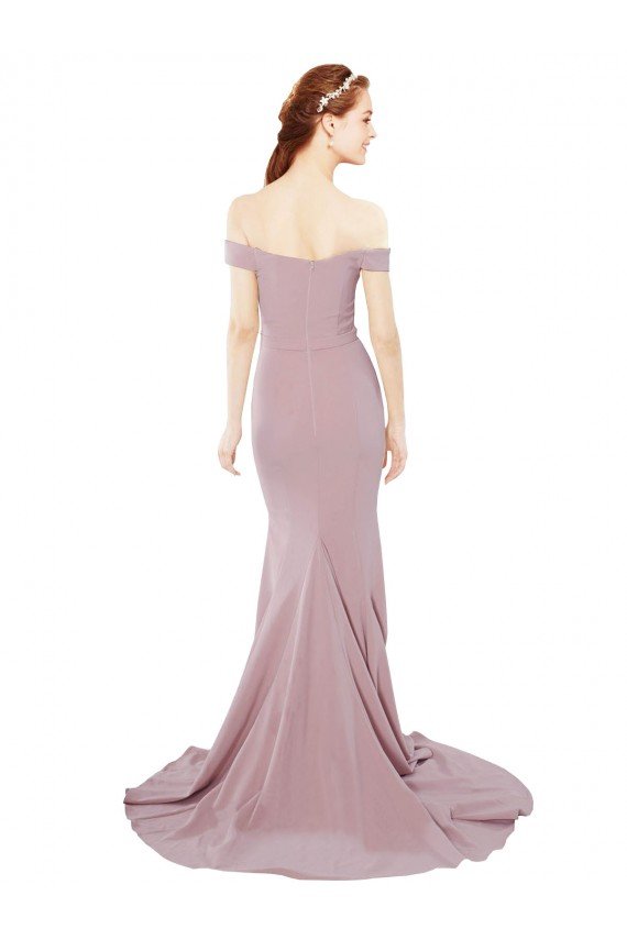 Off the Shoulder Mermaid Long Sweep Train Formal Dress