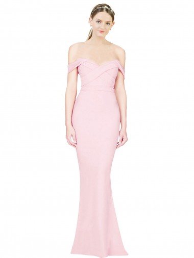 Full Length Off the Shoulder Formal Dress with Twist Front Canada