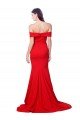 Off the Shoulder Full Length Long Crepe Formal Dress with Side Split