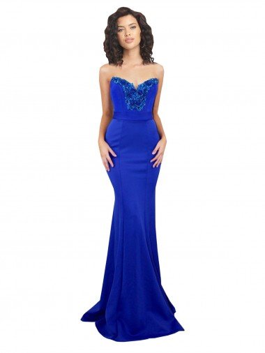 Sweetheart Flower Neckline High Neck Crepe Formal Dress Canada