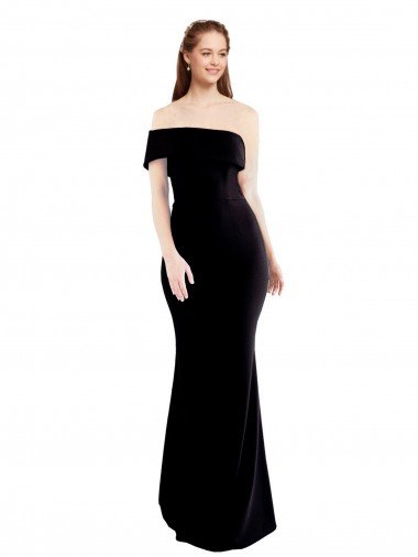 Asymmetrical Draped Off the Shoulder Banded Crepe Formal Dress Canada