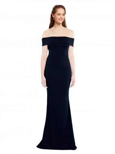 Off the Shoulder Fitted Crepe Formal Dress with Back Cut Out Canada