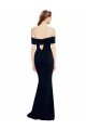Off the Shoulder Fitted Crepe Formal Dress with Back Cut Out