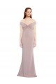 Knotted Off the Shoulder Crepe Formal Dress with Cut-Out Back