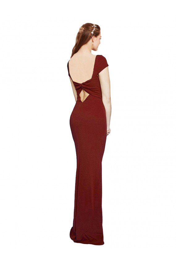 Cap Sleelves Mermaid Crepe Formal Dress Keyhole Back