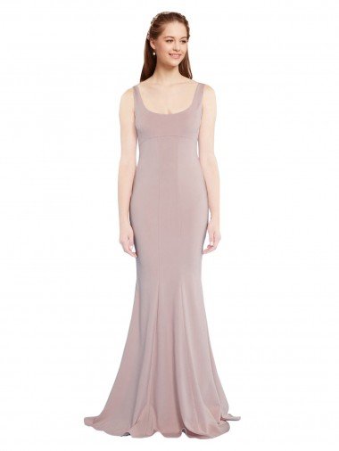 Sleeveless Scoop Neck Fully Lined Crepe Formal Dress Canada
