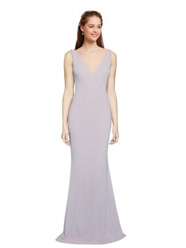 Cut-Out Back V-Neckline Mermaid Crepe Formal Dress Keyhole Back Canada