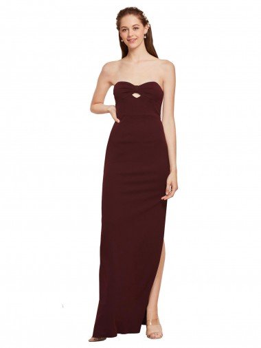 Twisted Strapless Keyhole Long Crepe Formal Dress with Slit Canada