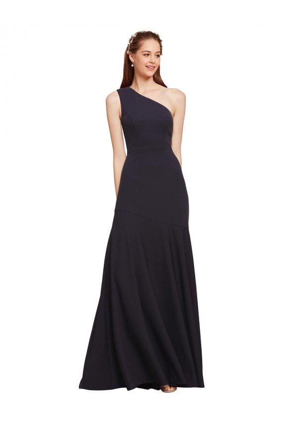 Fit and Flare Crepe Formal Dress with One Shoulder