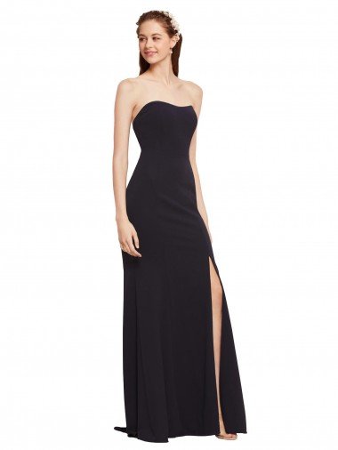 Strapless Bodycon Long Crepe Formal Dress with High Slit Canada