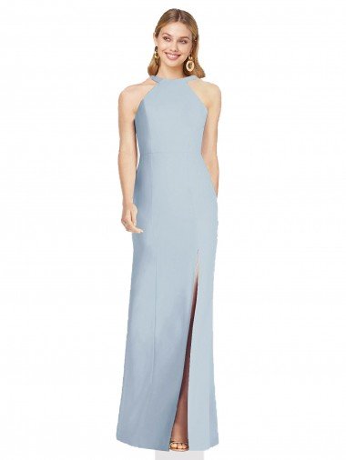 High Neck Backless Crepe Trumpet Formal Dress Canada