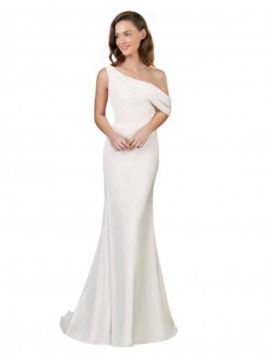 One Shoulder Crepe Formal Dress with Draped Off the Shoulder Strap Canada