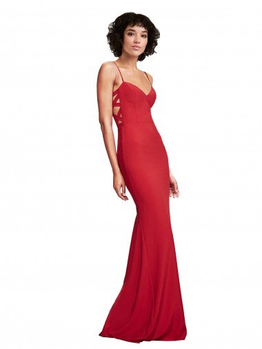 Spaghetti Strap Slip Neckline Crepe Formal Dress Canada