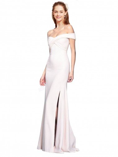 Criss Cross Off the Shoulder Crepe Formal Dress with Side Slit Canada