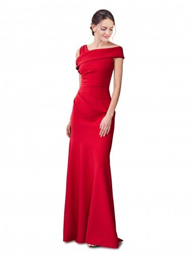 Sleeveless Ruched Crepe Mermaid Formal Dress with Off The Shoulder Detail Canada
