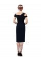 Draped Cross Shoulder Stretch Crepe Cocktail Formal Dress