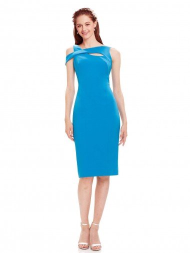 Sleeveless Crepe Cocktail Formal Dress with Keyhole Off The Shoulder Detailing Canada