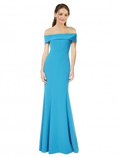 Off the Shoulder Crepe Formal Dress with Fitted Silhouette Canada