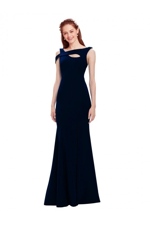 Sleeveless Crepe Mermaid Formal Dress with Side Slit