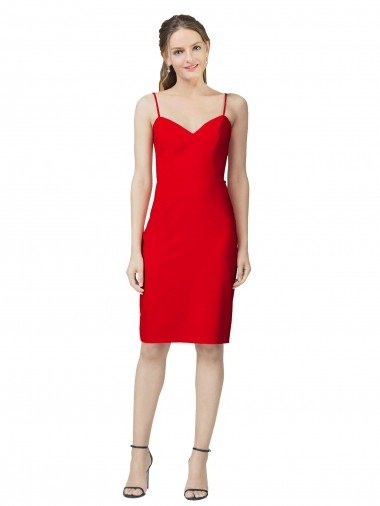 Sleeveless Cocktail Length Sweetheart Neckline Crepe Formal Dress Canada